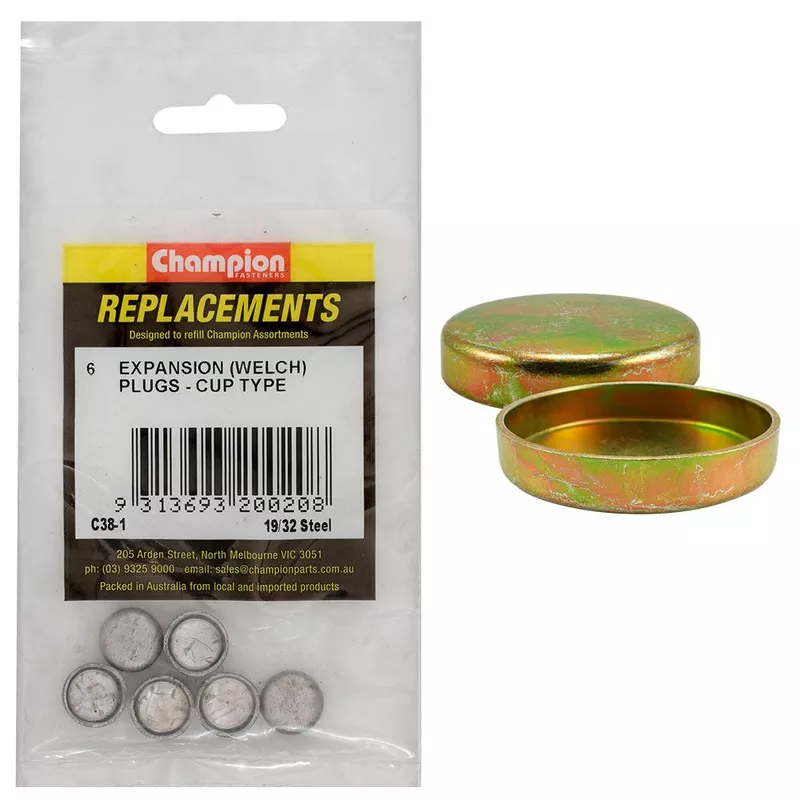 Champion 15/16In Steel Cup Welsh Plug – 10Pk